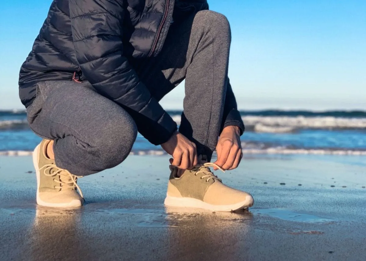 Men's Vegan Hemp Sneakers | Beige & Green