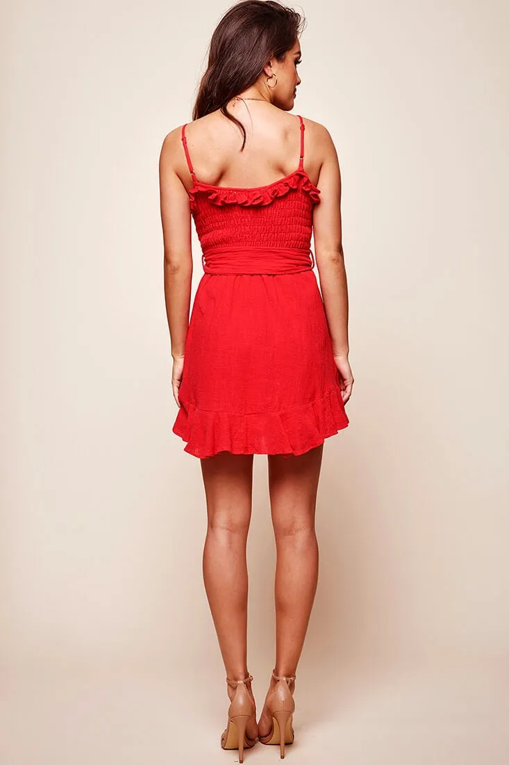 Mika Shirred Bust Swing Dress Red