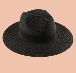 Minimalist black straw hat