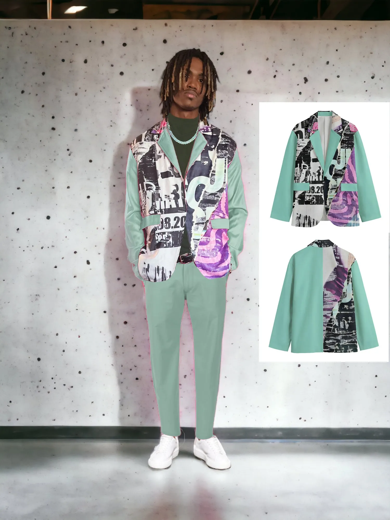 Mint Men's All Over Print Casual Trousers