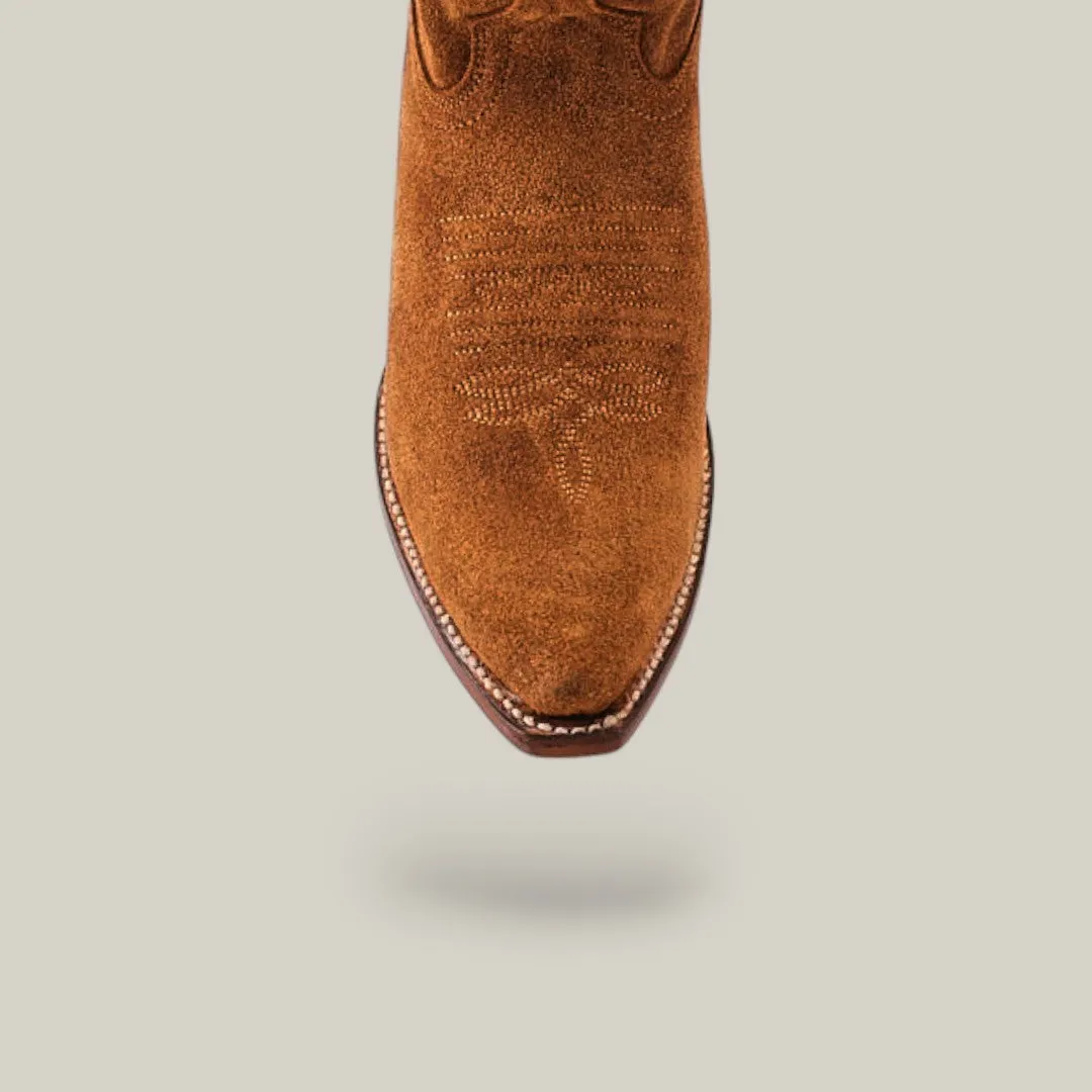 Miranda Suede Caramel Lether Sole - Mid Shaft - Snip Toe