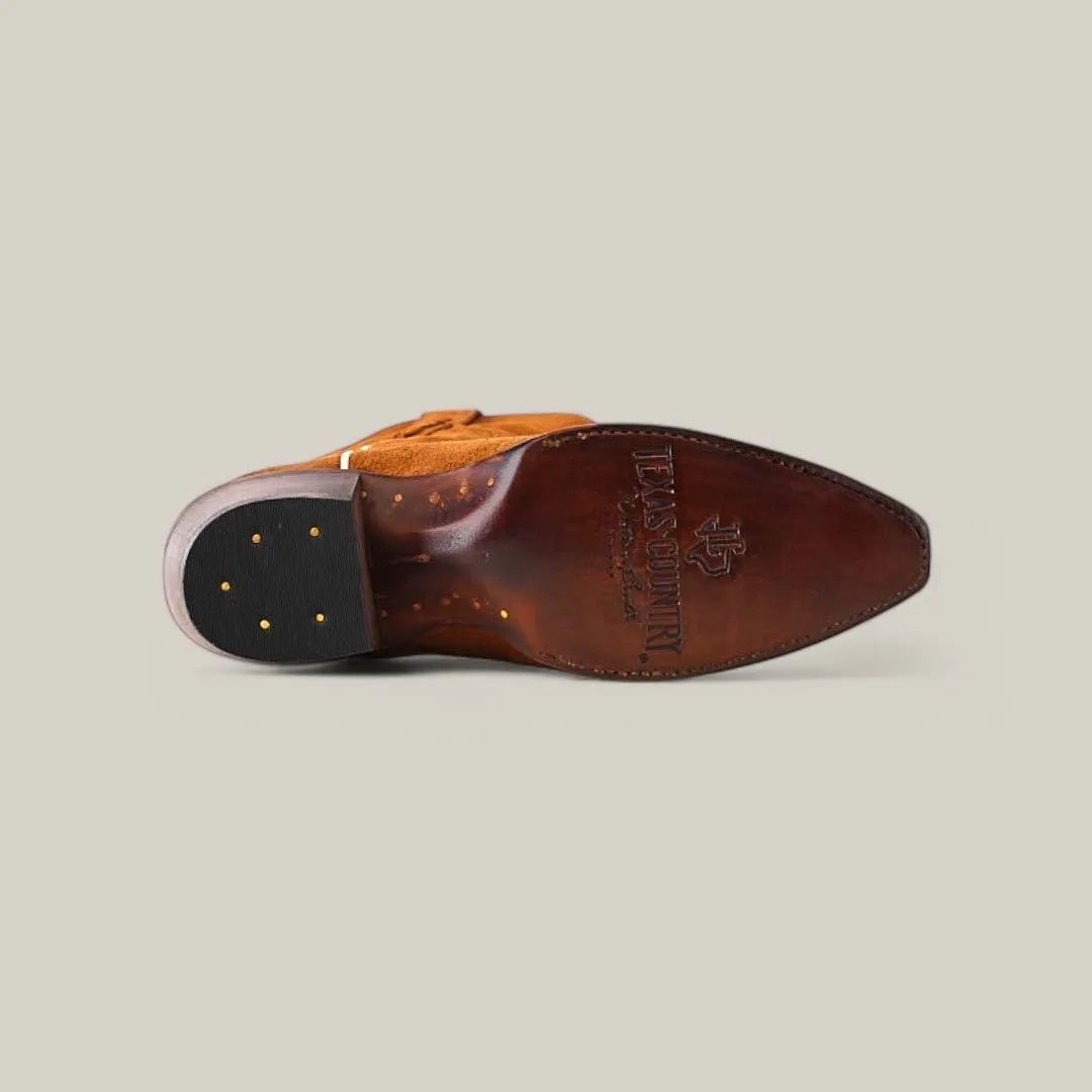 Miranda Suede Caramel Lether Sole - Mid Shaft - Snip Toe