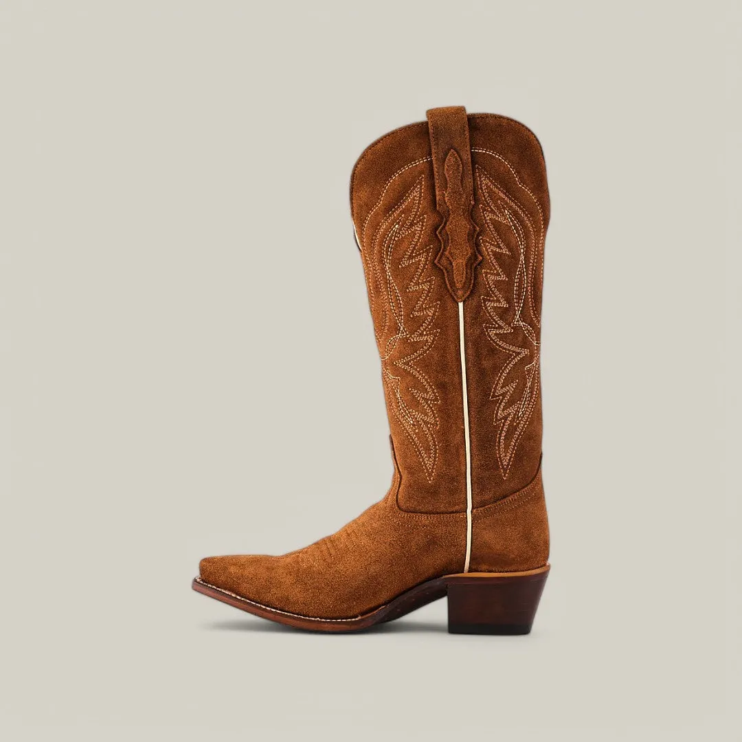 Miranda Suede Caramel Lether Sole - Mid Shaft - Snip Toe