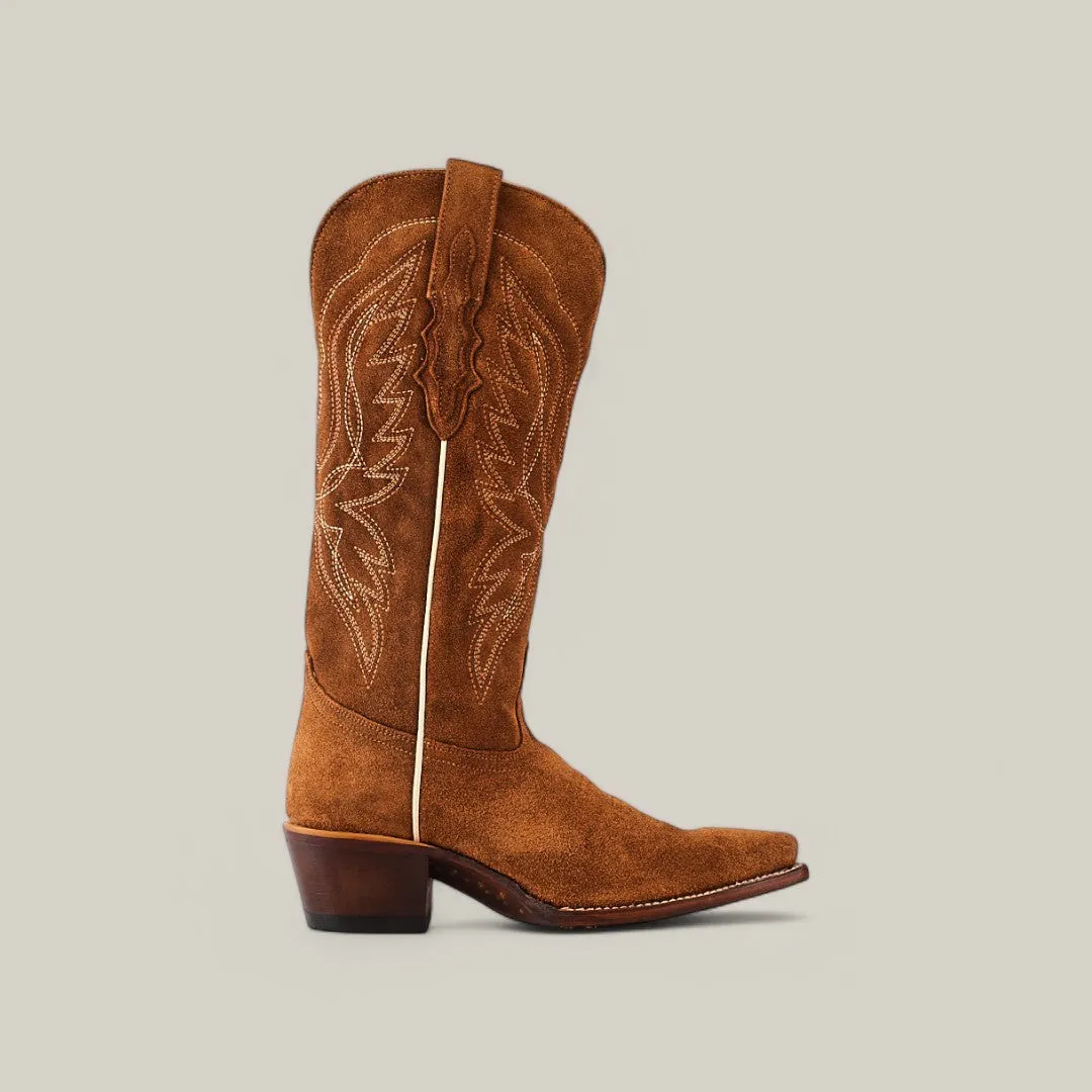 Miranda Suede Caramel Lether Sole - Mid Shaft - Snip Toe