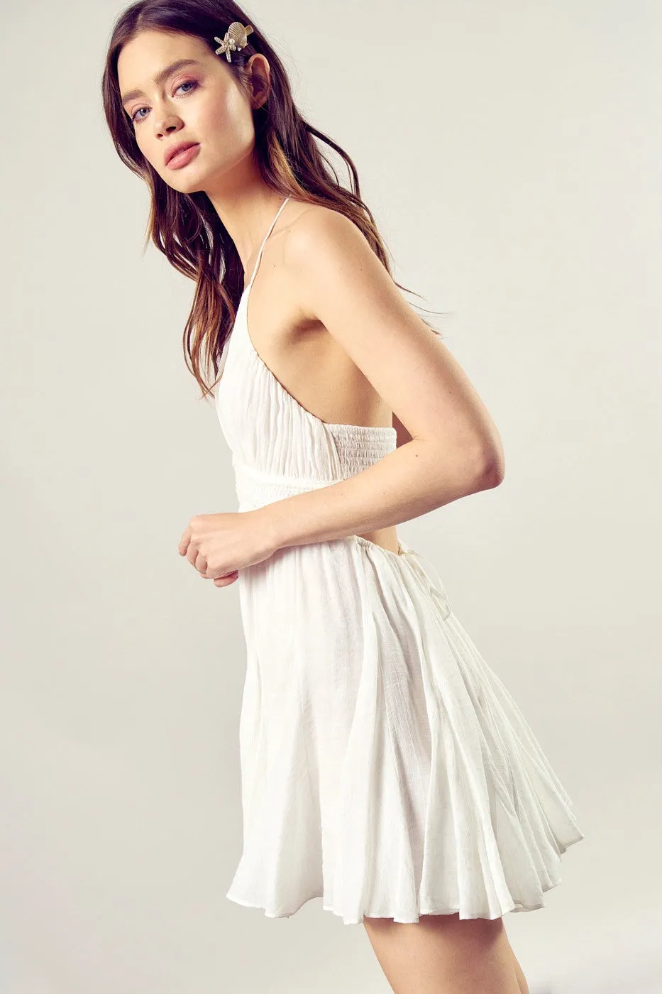 MS Lace Trim Drawstring Dress