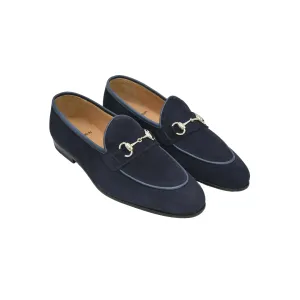 MTO Suede Belgian horsebit loafers - navy