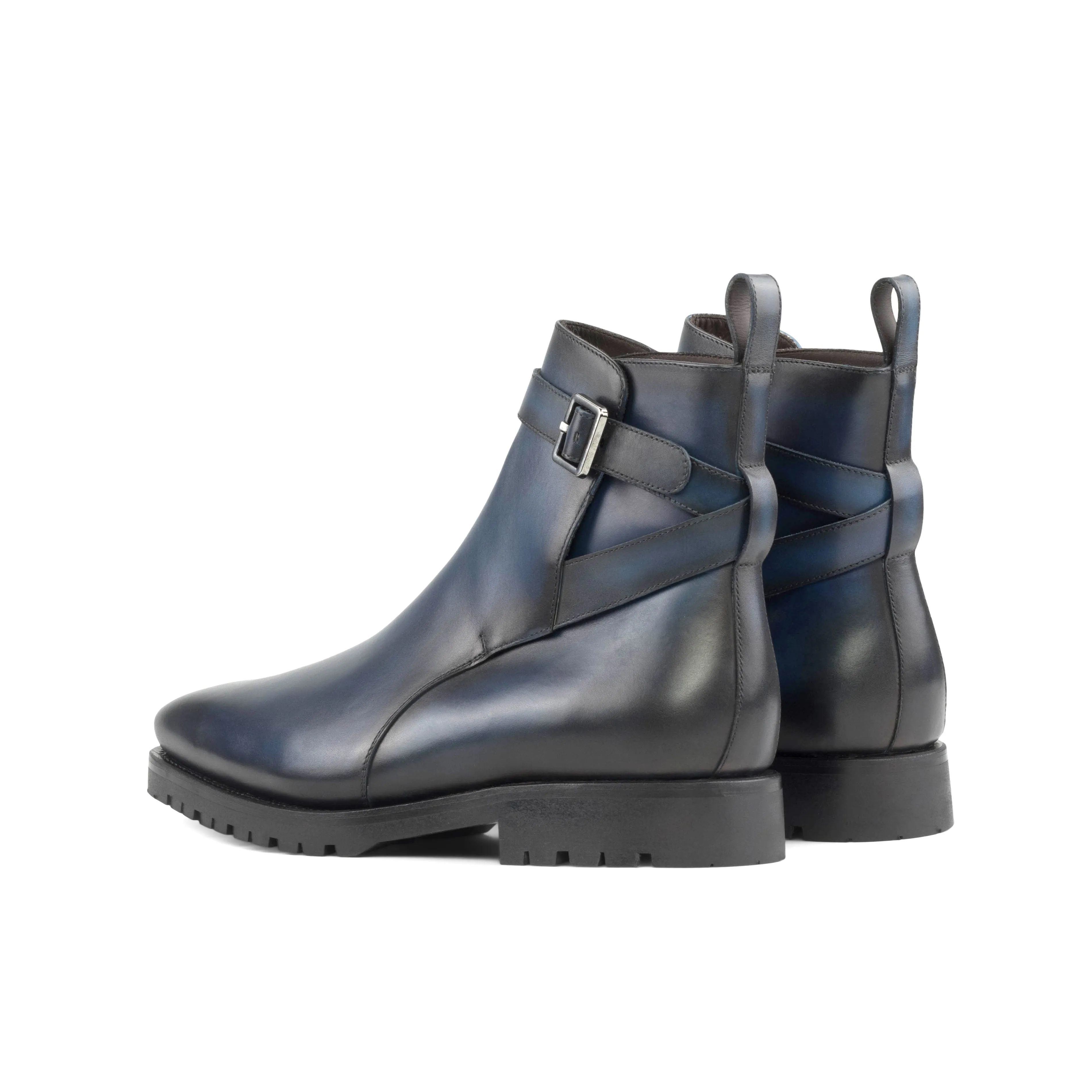 Navy Painted Calf Leather Jodhpur Boot