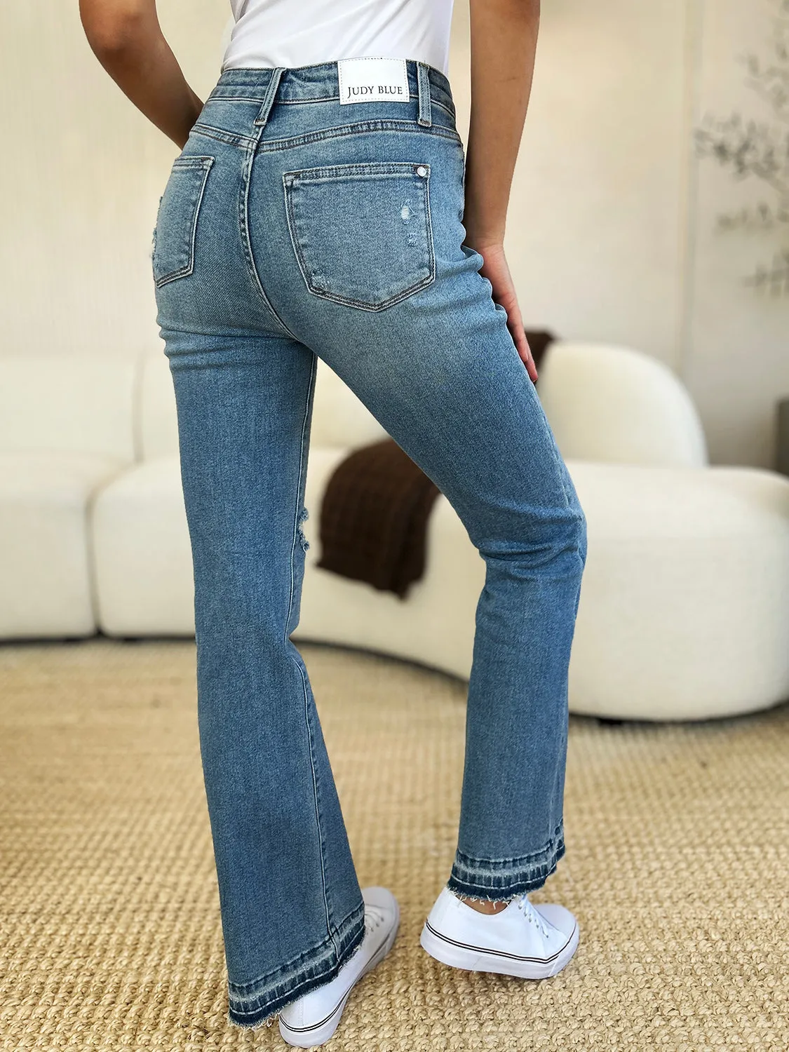 Online Judy Blue Full Size Mid Rise Destroyed Hem Distressed Jeans