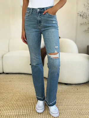 Online Judy Blue Full Size Mid Rise Destroyed Hem Distressed Jeans