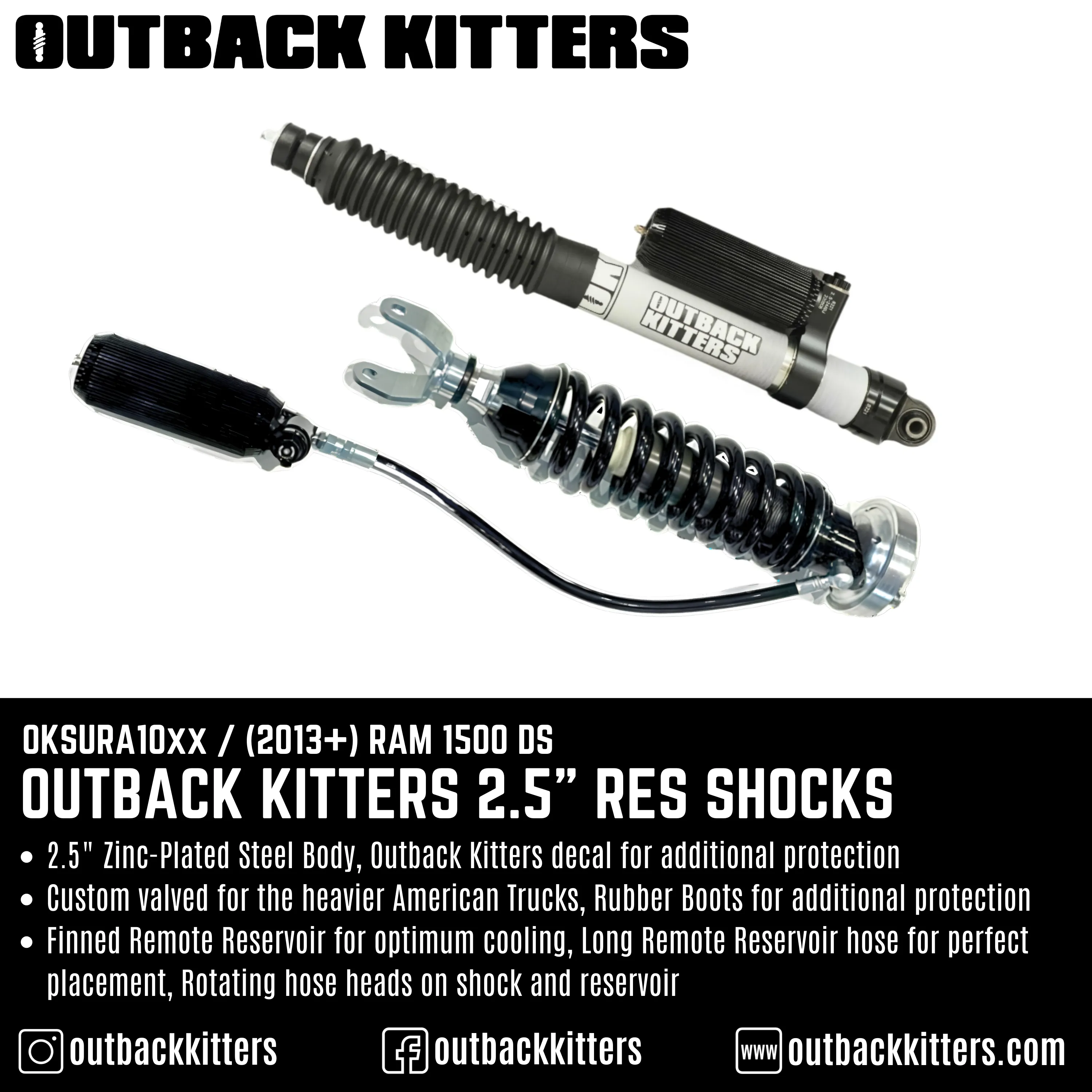Outback Kitters 2.5" Reservoir Shocks for Ram 1500 DS (2013 )