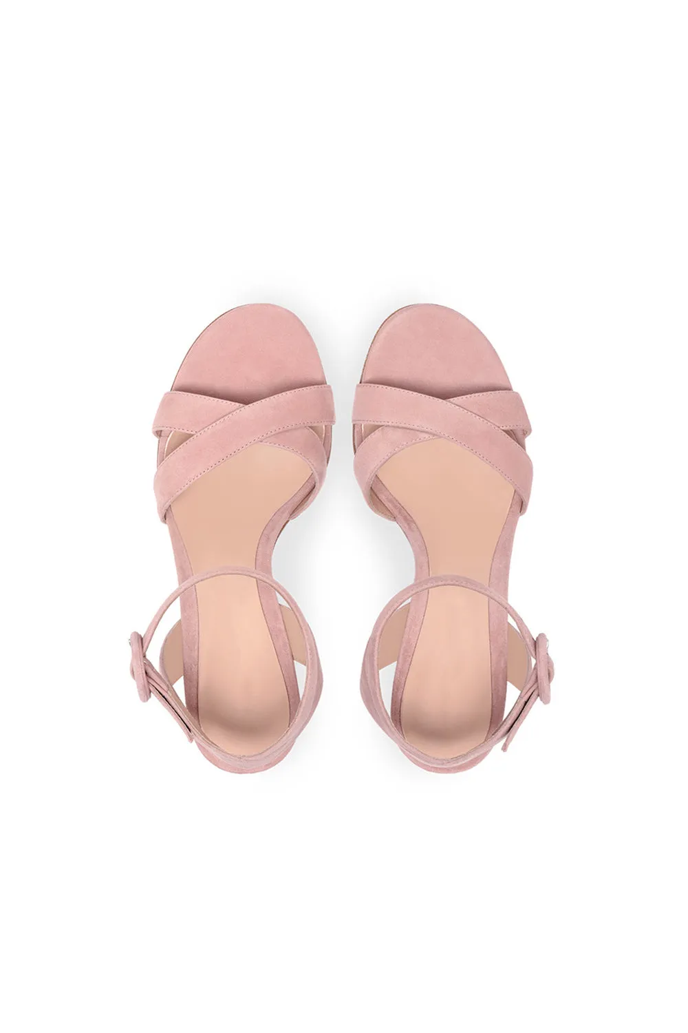 Party Suede Peep Toe Chunky Heel Shoes With Buckle Ankle Strap