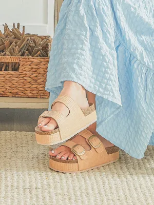 Platform Sandal in Beige