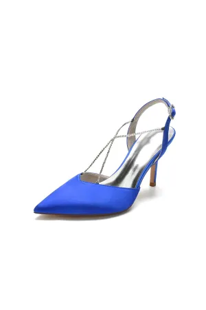 Pointed Toe Crystal Ankle Strap Stiletto Heels