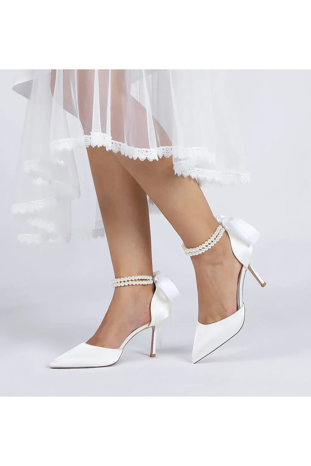 Pointed Toe Party Shoes with Ribbon Tie