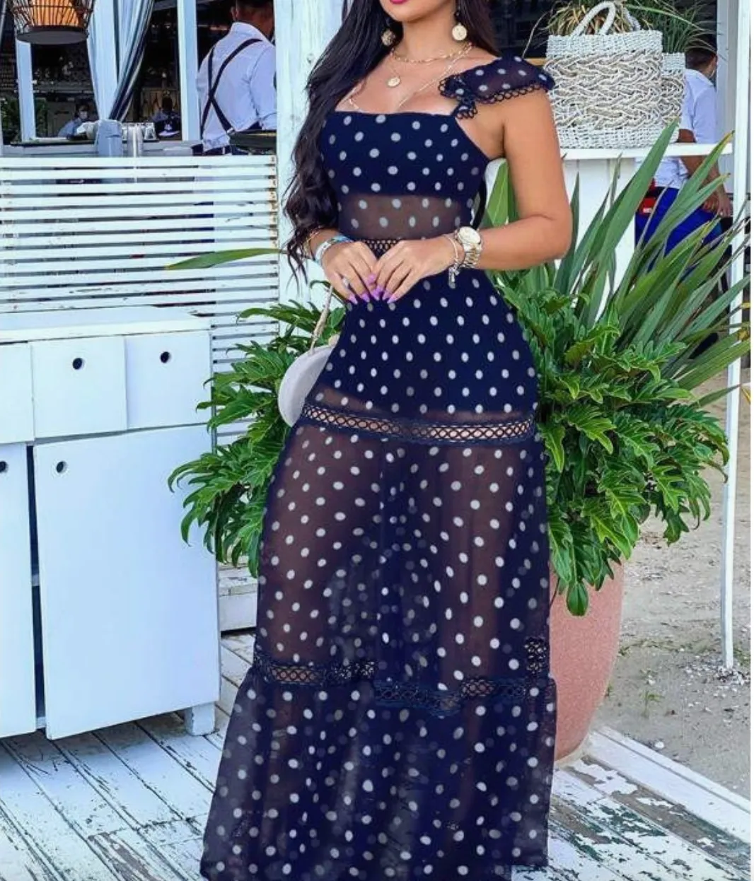 Polka Dot Sheer Cover Up Dress
