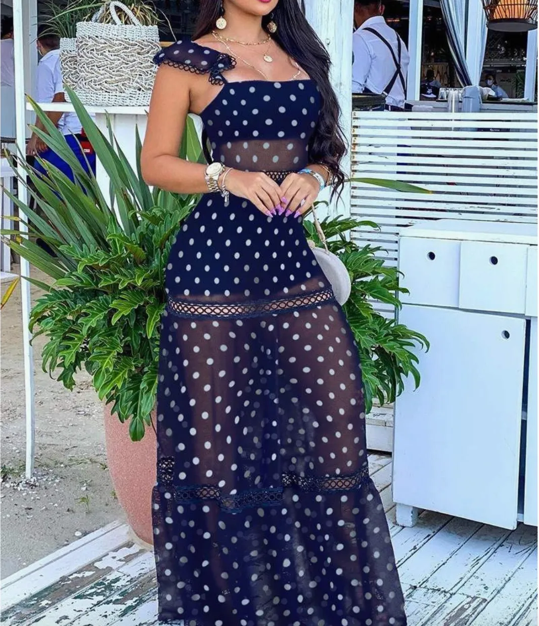Polka Dot Sheer Cover Up Dress