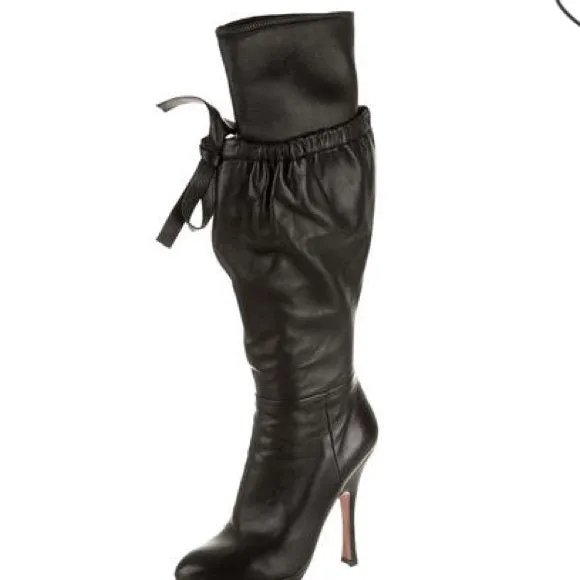 PRADA SLOUCH LAYER LEATHER BOOTS