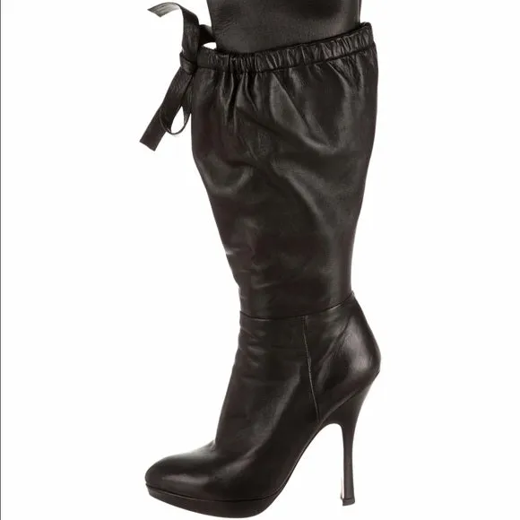 PRADA SLOUCH LAYER LEATHER BOOTS