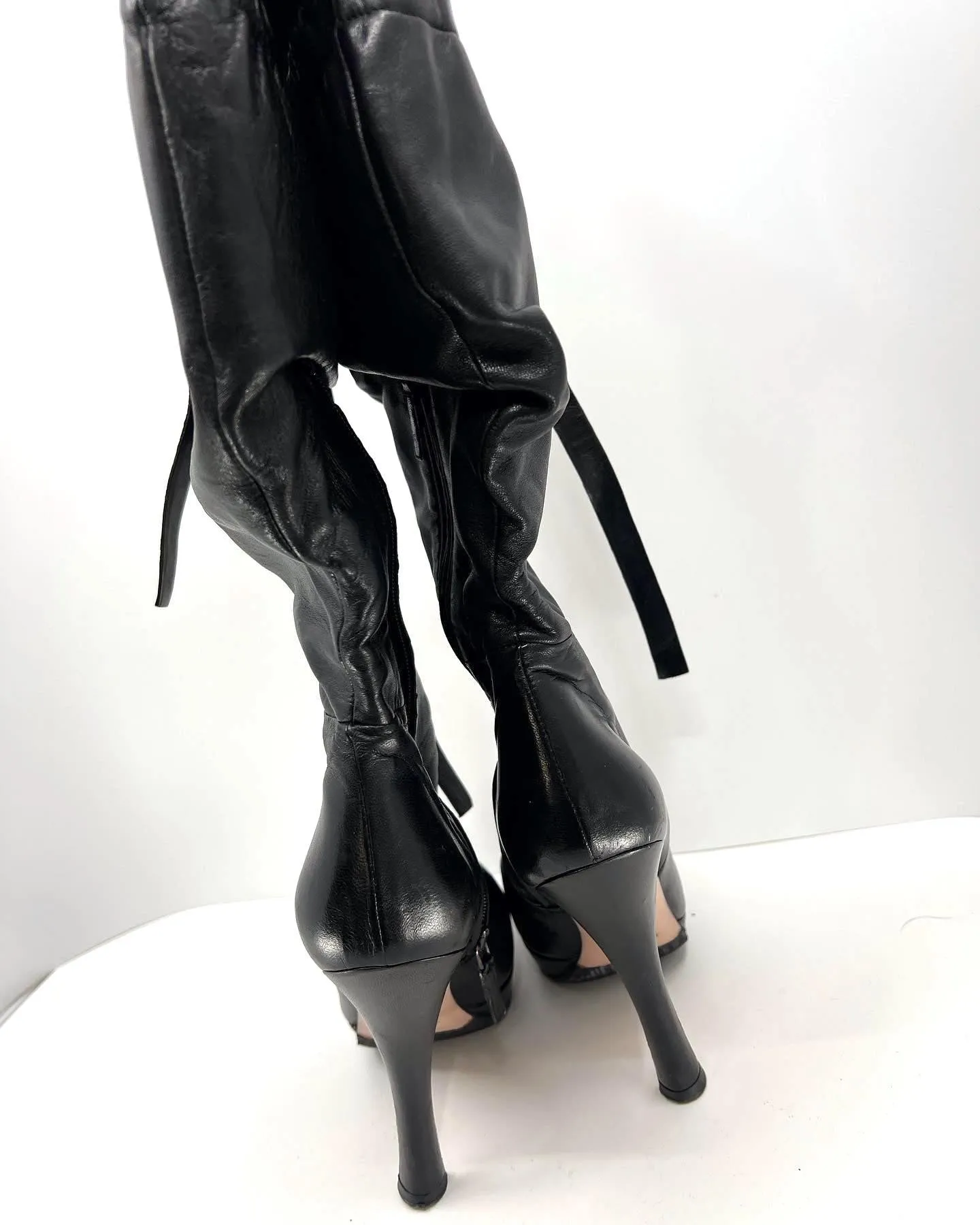 PRADA SLOUCH LAYER LEATHER BOOTS