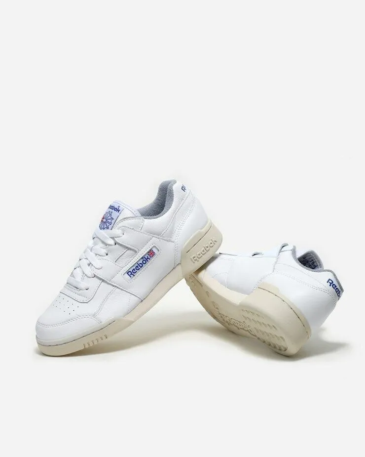 Reebok Workout Plus R12 Mens Leather Trainers White SIZE UK 7.5 7 8 Low