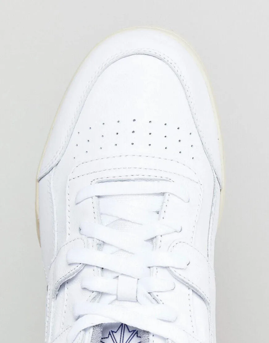Reebok Workout Plus R12 Mens Leather Trainers White SIZE UK 7.5 7 8 Low