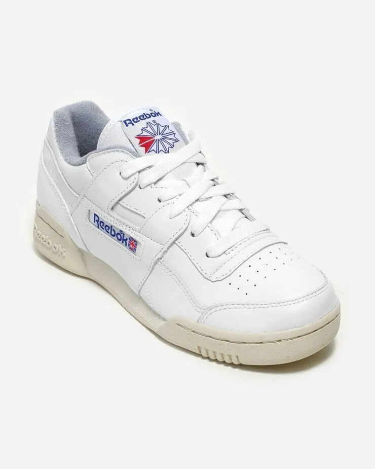 Reebok Workout Plus R12 Mens Leather Trainers White SIZE UK 7.5 7 8 Low