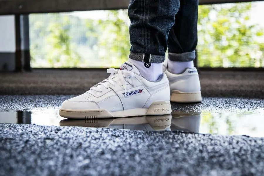 Reebok Workout Plus R12 Mens Leather Trainers White SIZE UK 7.5 7 8 Low