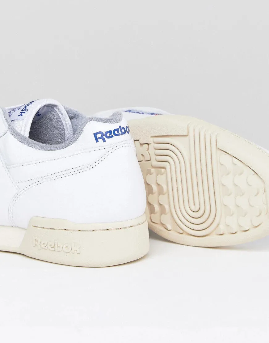Reebok Workout Plus R12 Mens Leather Trainers White SIZE UK 7.5 7 8 Low