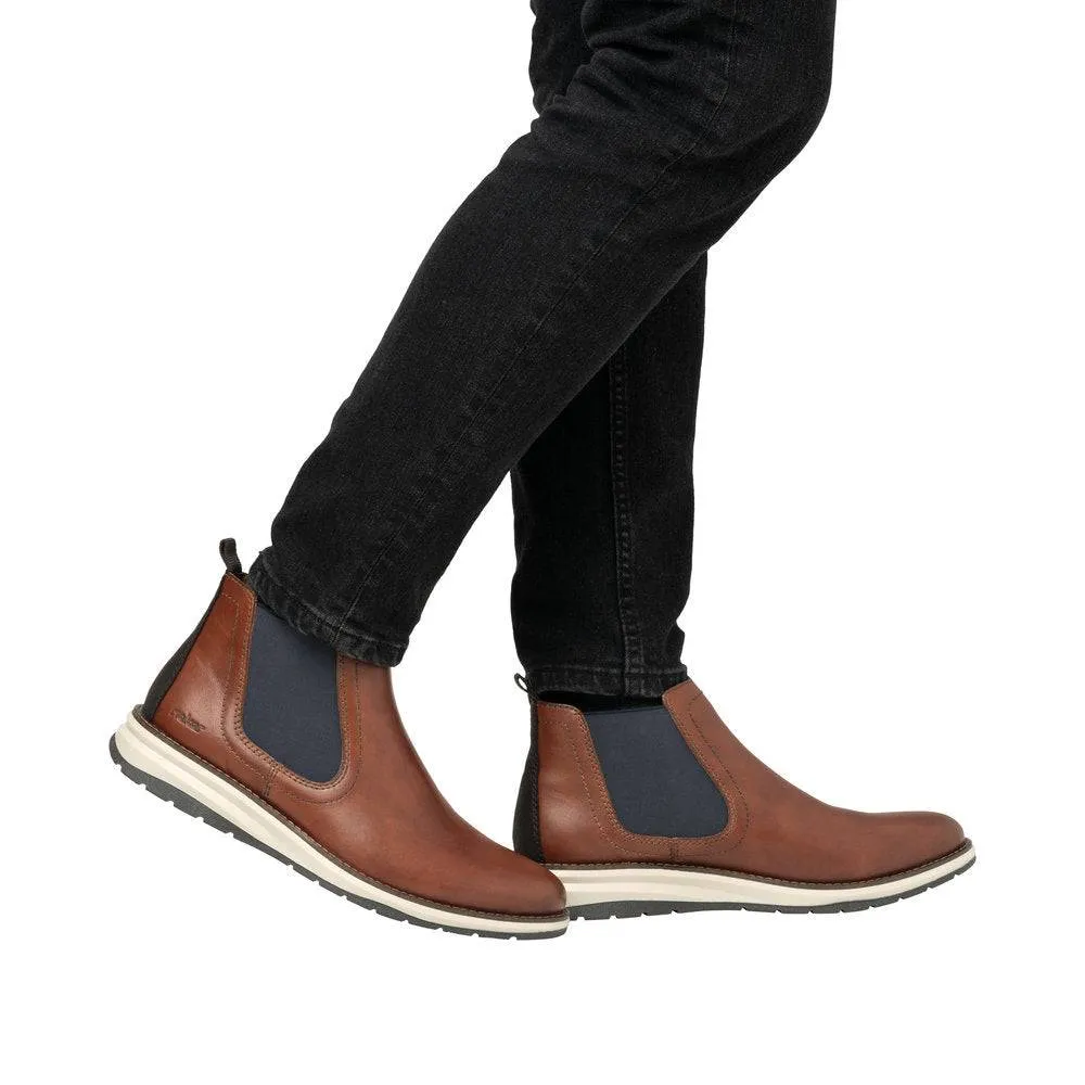 Rieker 14752-24 Mens Brown Leather Elasticated Ankle Boots