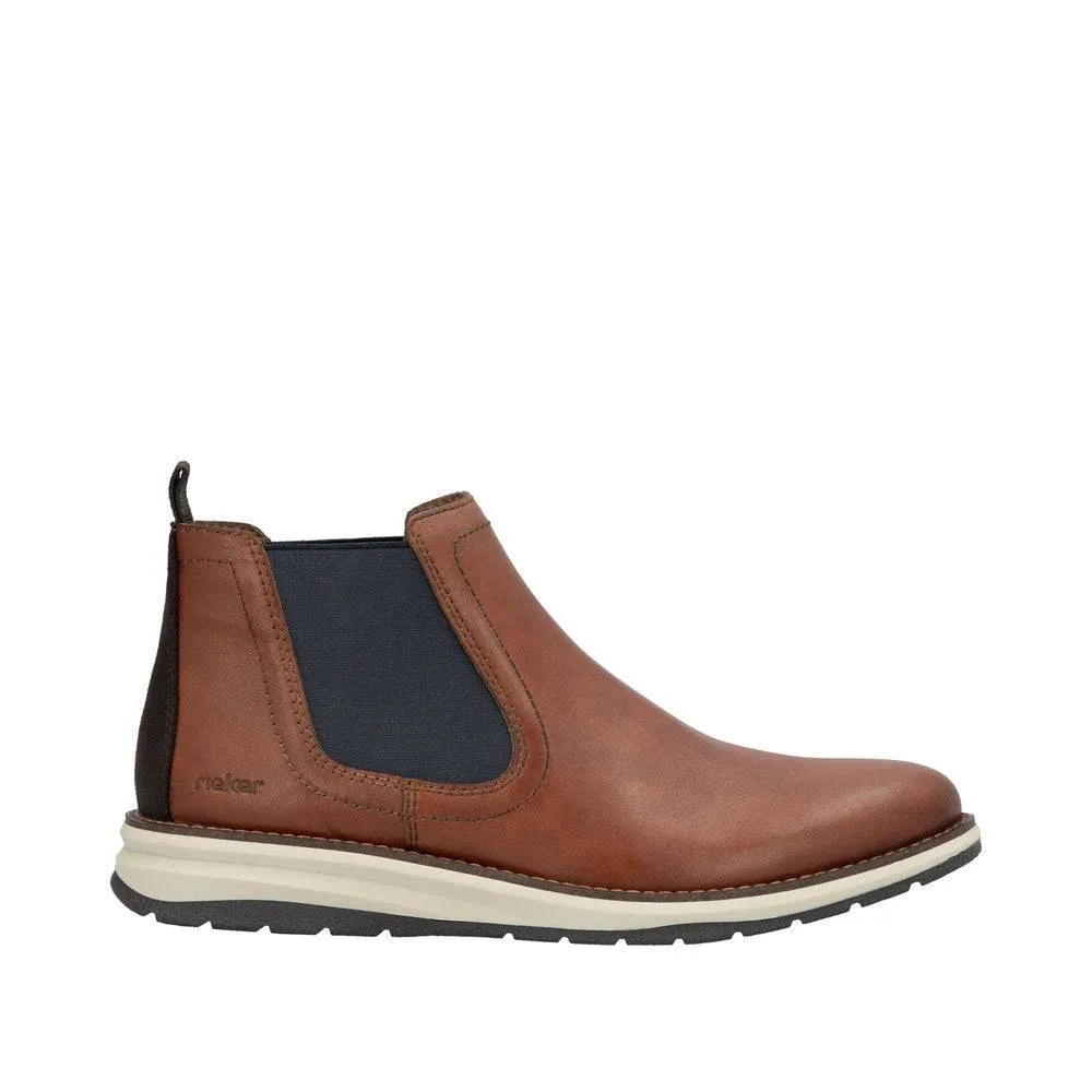 Rieker 14752-24 Mens Brown Leather Elasticated Ankle Boots
