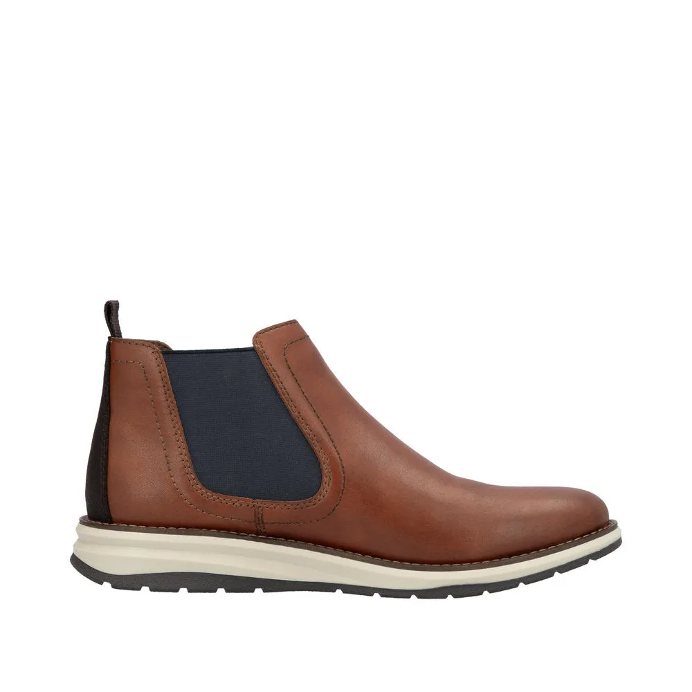 Rieker 14752-24 Mens Brown Leather Elasticated Ankle Boots