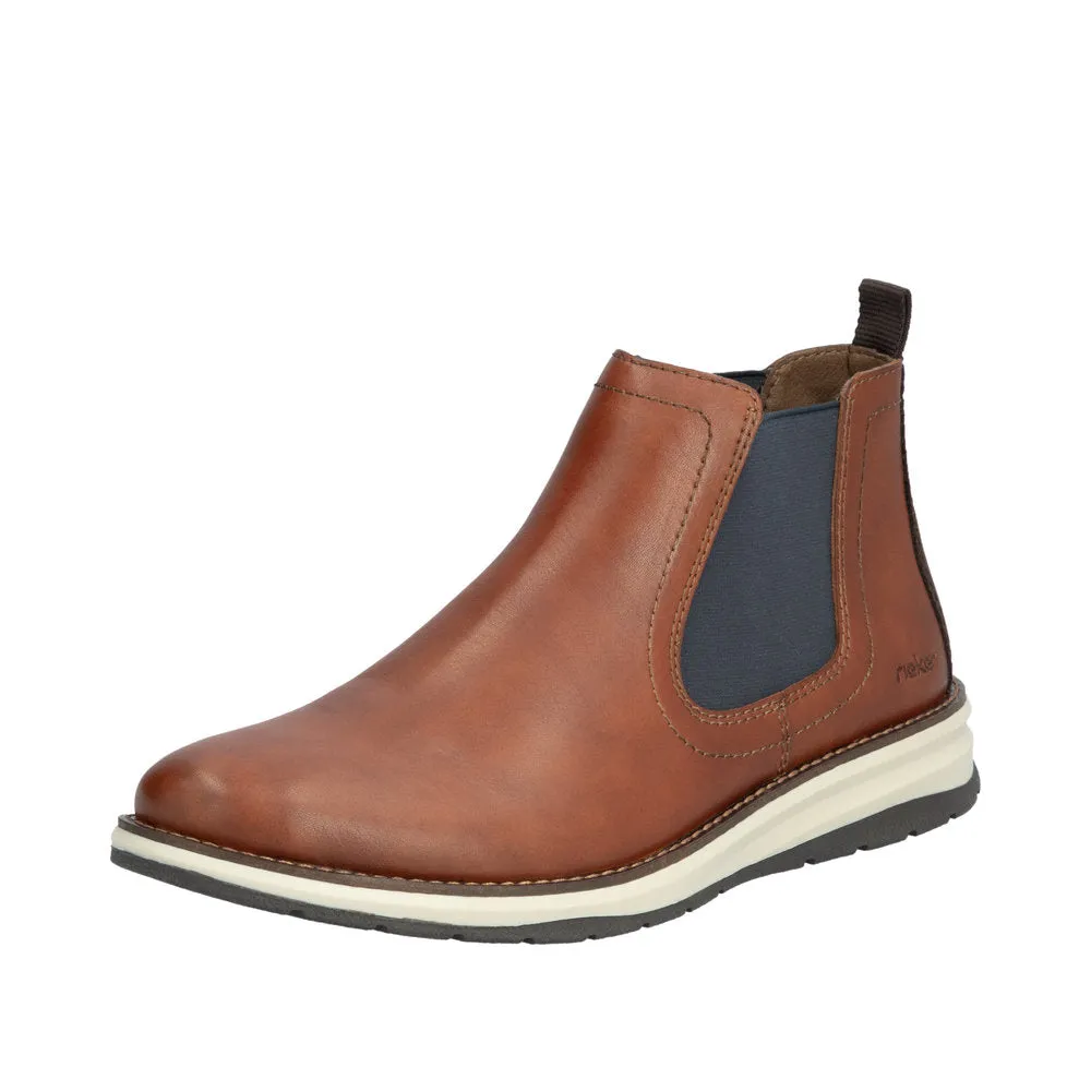 Rieker 14752-24 Mens Brown Leather Elasticated Ankle Boots