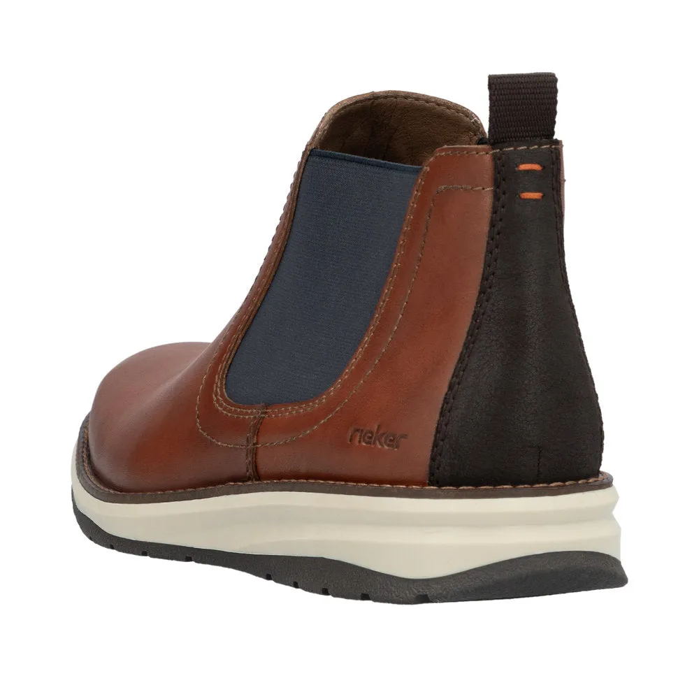 Rieker 14752-24 Mens Brown Leather Elasticated Ankle Boots