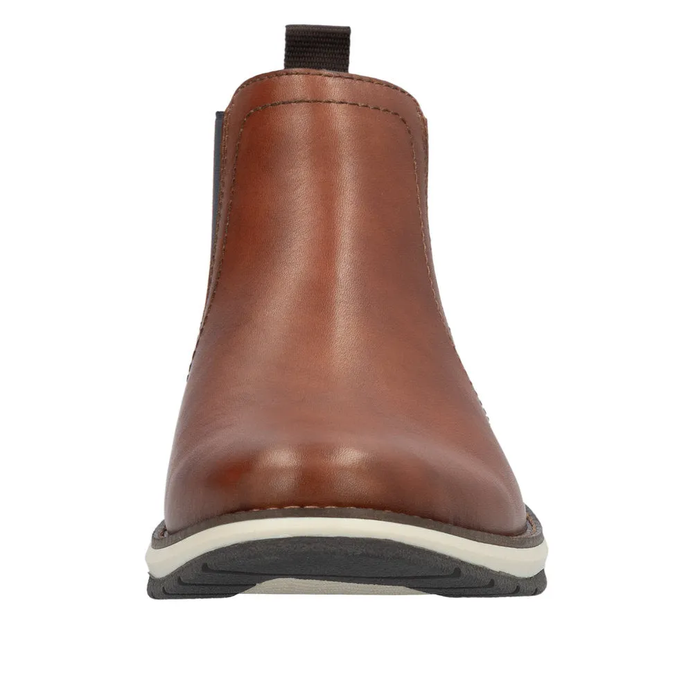 Rieker 14752-24 Mens Brown Leather Elasticated Ankle Boots