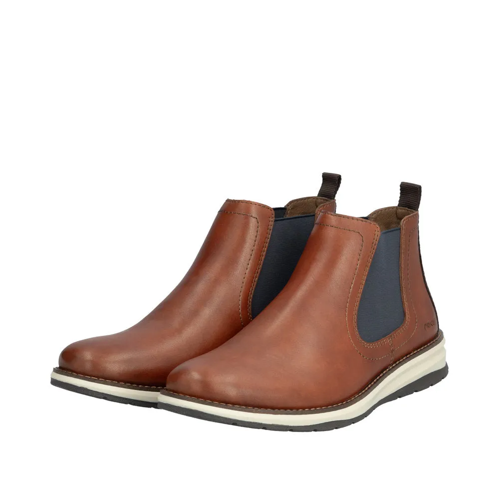 Rieker 14752-24 Mens Brown Leather Elasticated Ankle Boots
