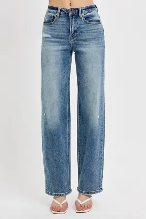 RISEN Distressed Wide Leg Jeans