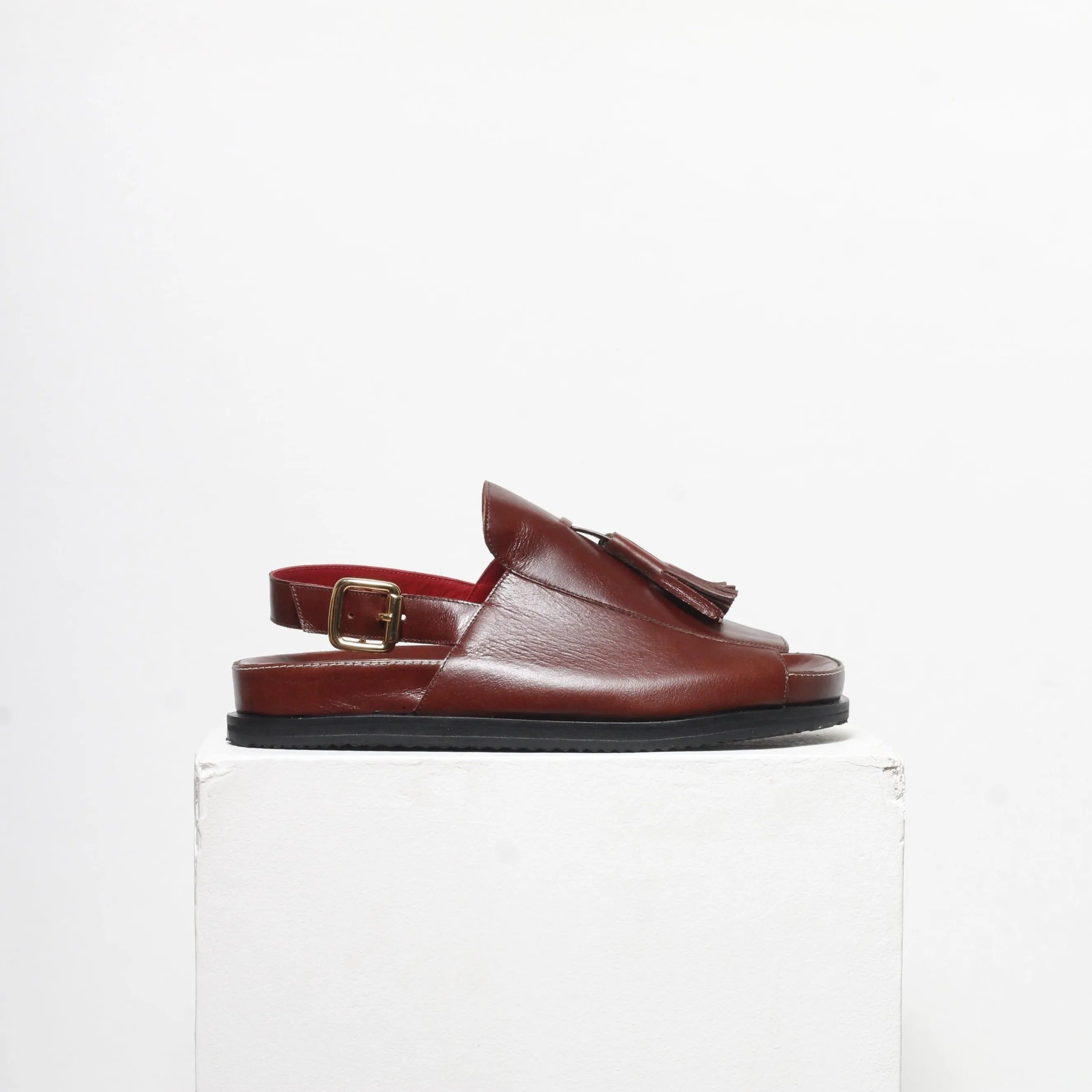 Rita Brown Tassel Chunky Sandals