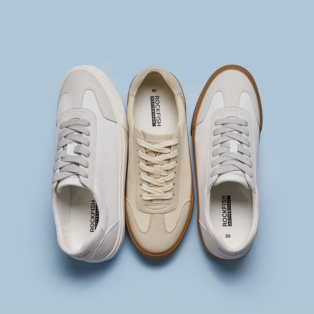 ROCKFISH White / Gum 901 DWR Ladies Trainers, German Army Trainer (GAT), Womens Canvas Sneaker