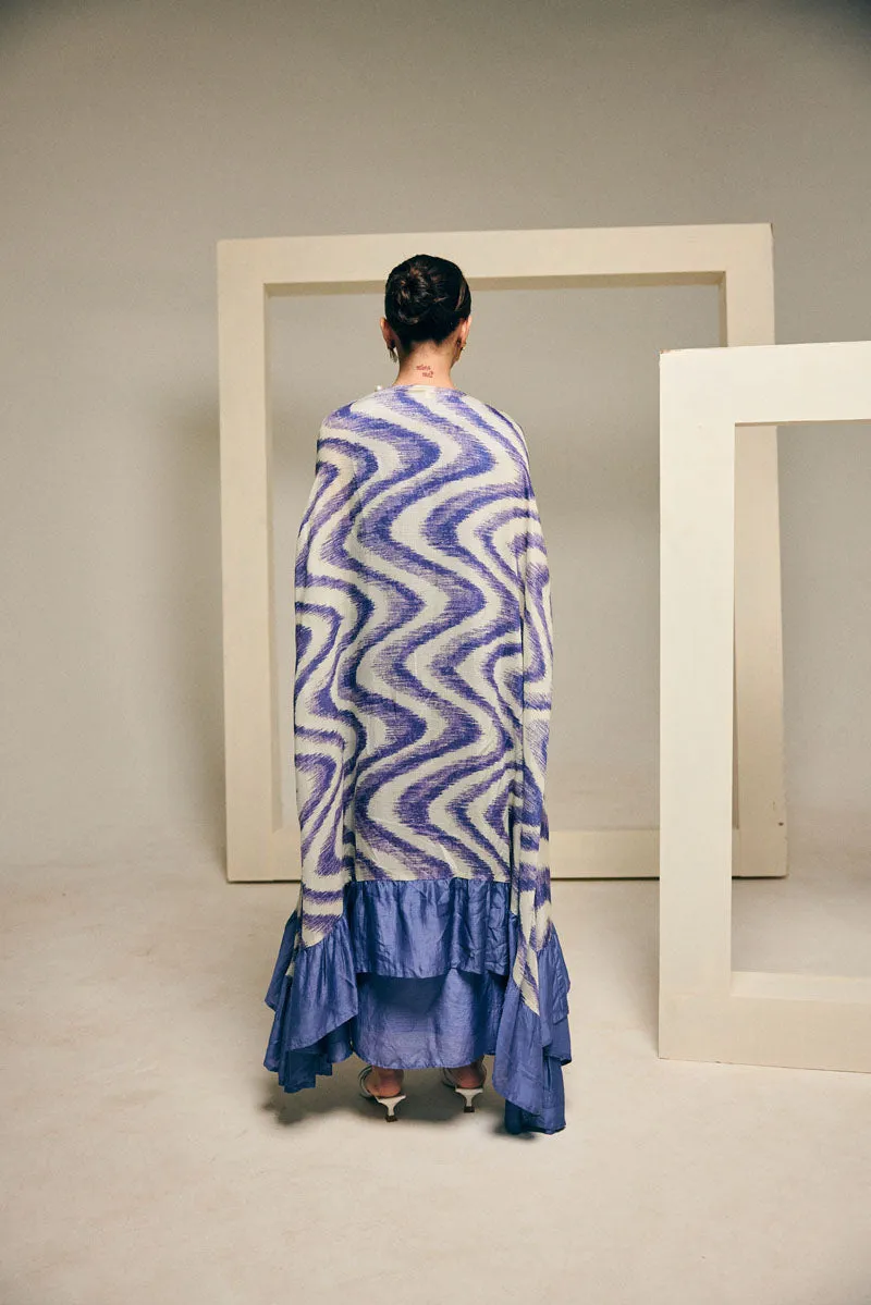 RUFFLE CAPE WITH PLEATED GOWN