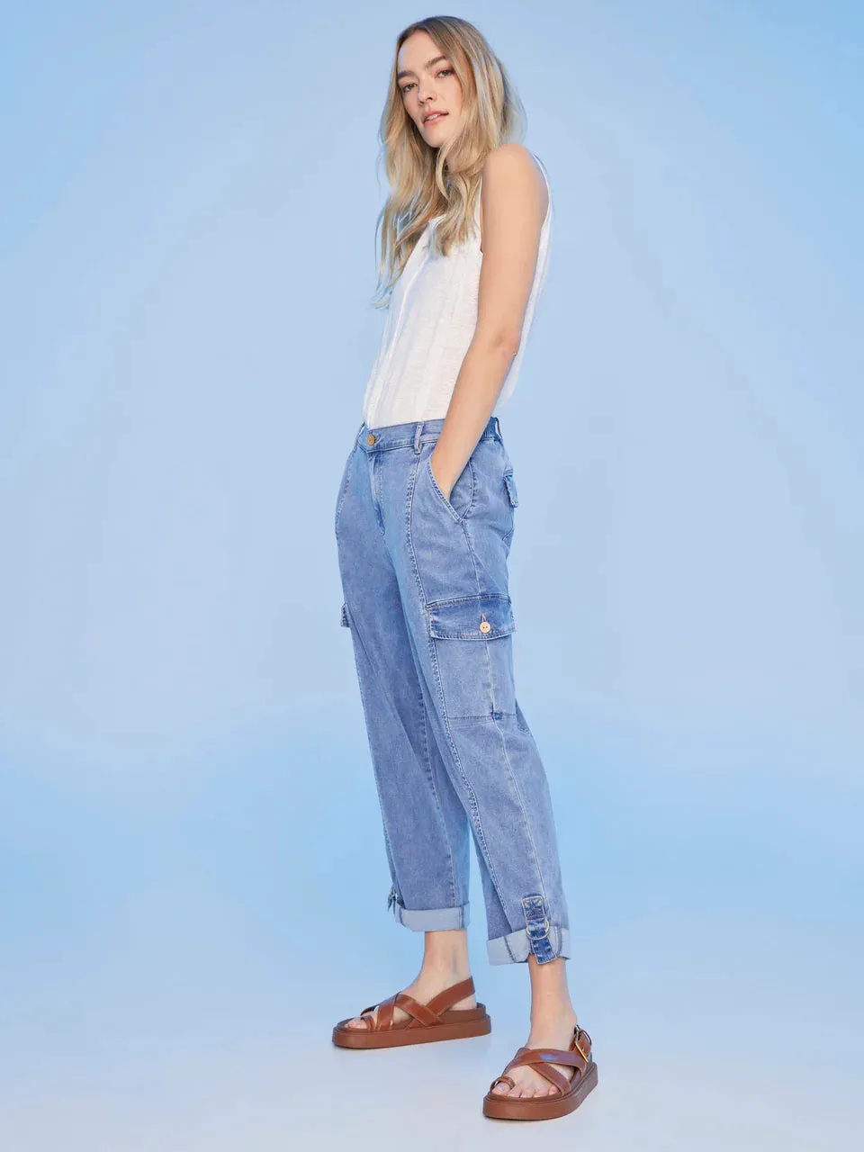 Safari Cargo Canvas Pant Chambray , Chambray