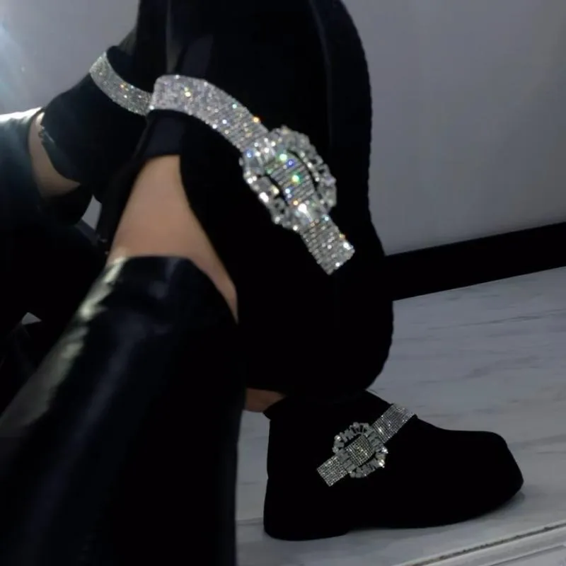 Shining Sequin Lace-up Suede Comfortable Shoes