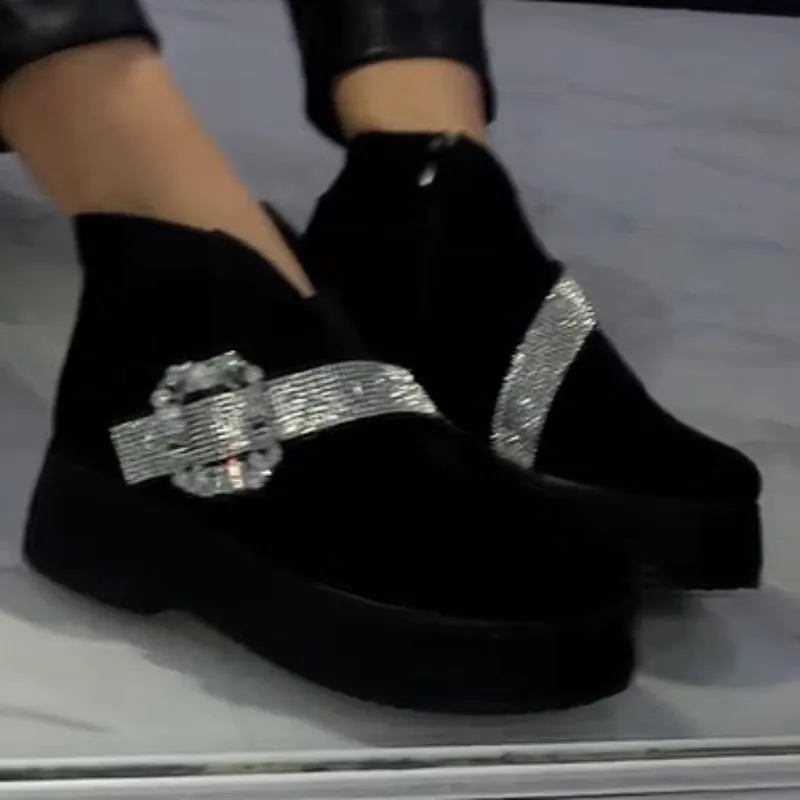 Shining Sequin Lace-up Suede Comfortable Shoes