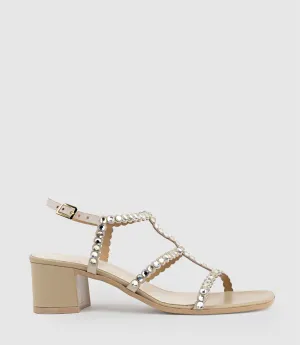 SIMCHA50 T Bar Crystal Sandal in Offwhite