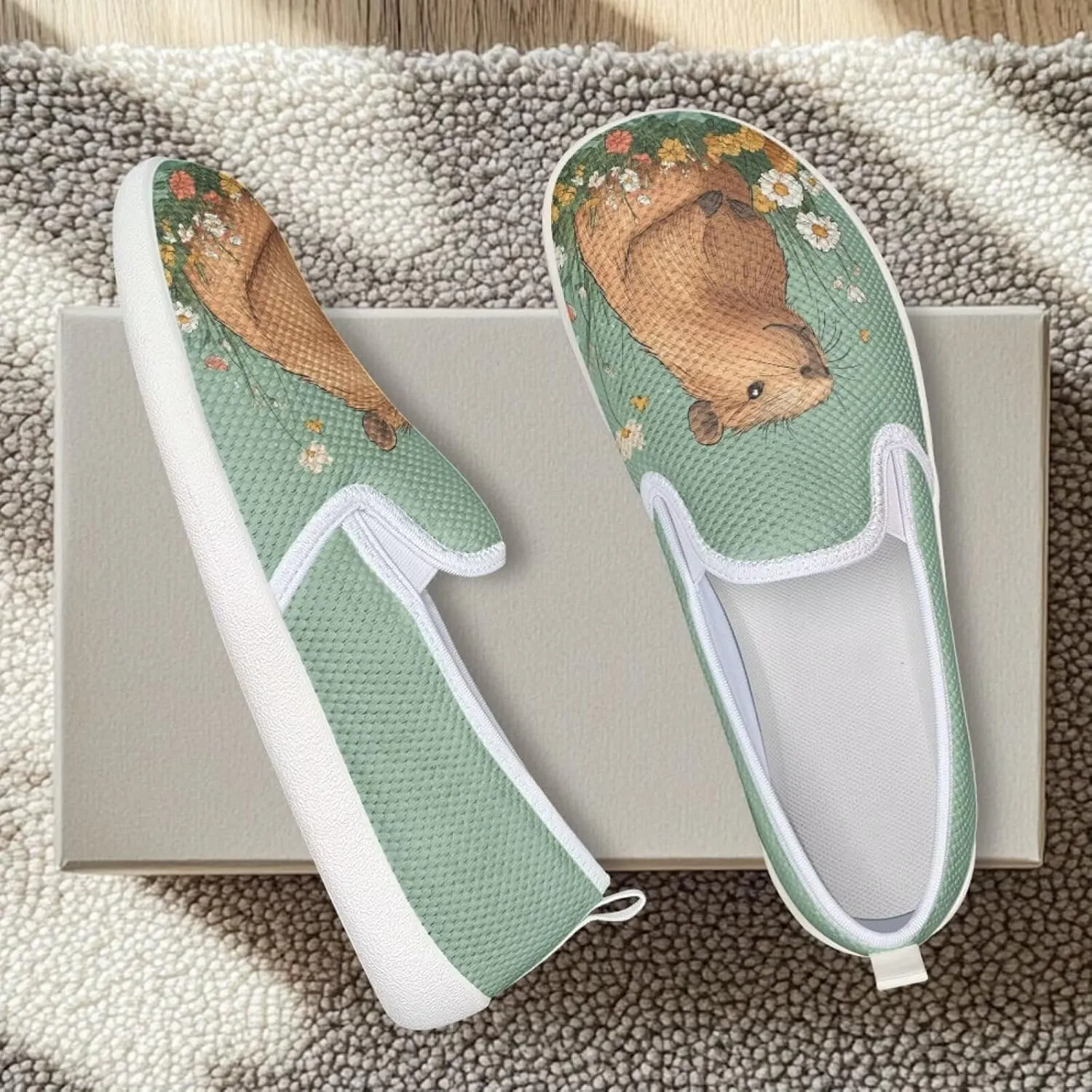Slip On Shoes for Women Stylish Casual Sneakers Loafers Comfort Zero Drop Flat Walking Sneakers Lightweight Gym Workout Running