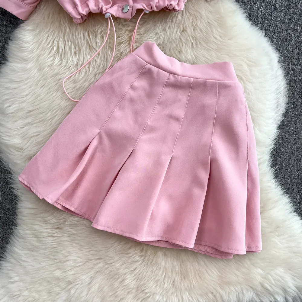 Slip Top&Pleated Skirt Chic 2Pcs