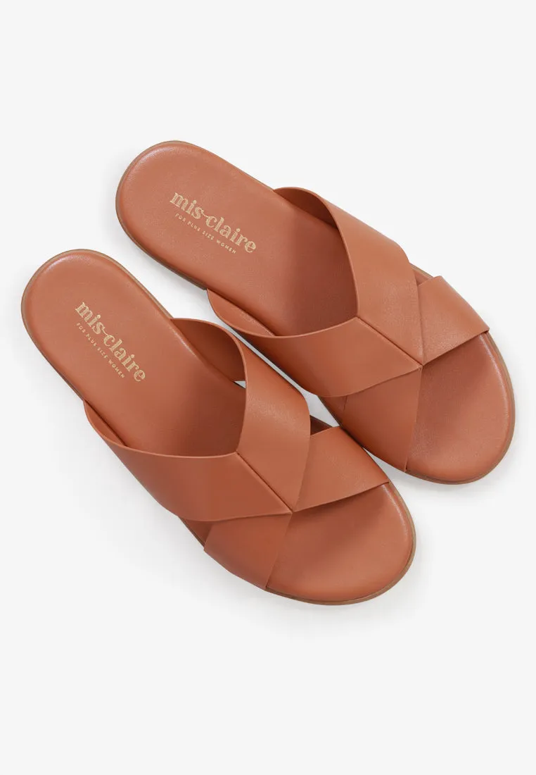 Splendora Faux Crossover Sandals - Light Brown