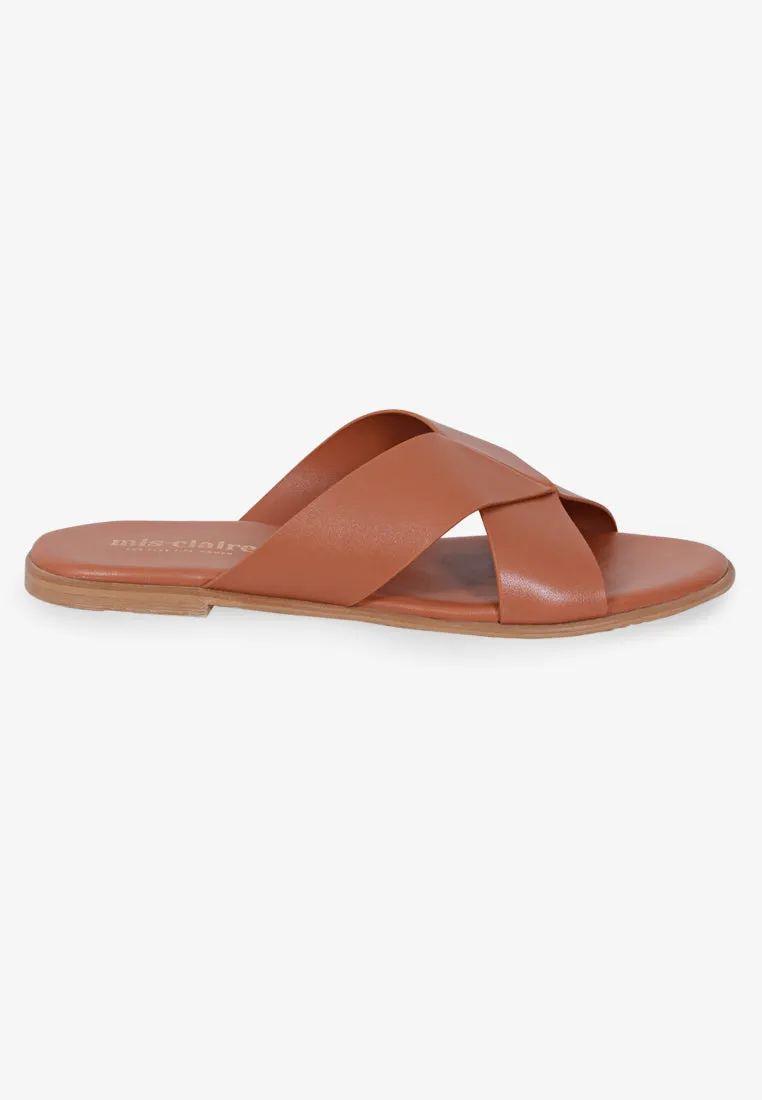 Splendora Faux Crossover Sandals - Light Brown