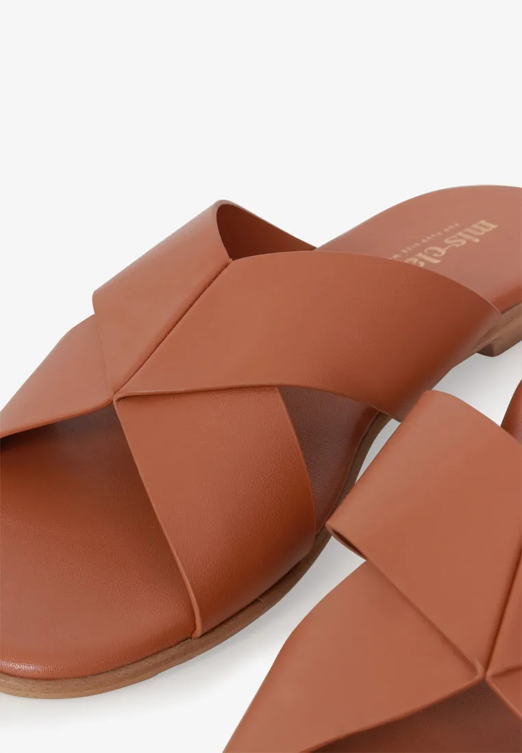 Splendora Faux Crossover Sandals - Light Brown