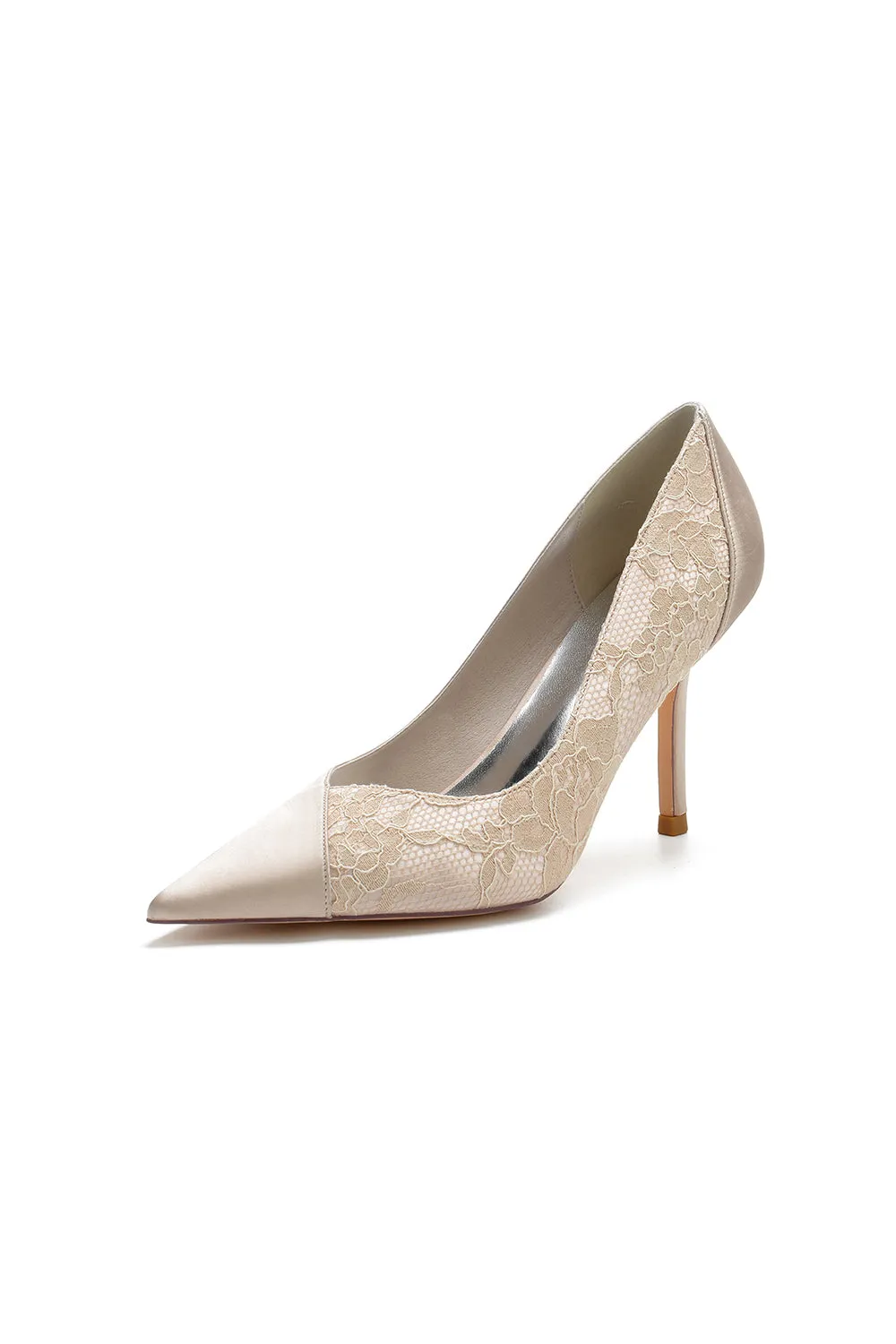 Stiletto Pointy Heels Lace Wedding Shoes