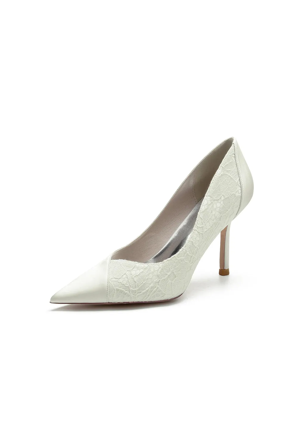 Stiletto Pointy Heels Lace Wedding Shoes